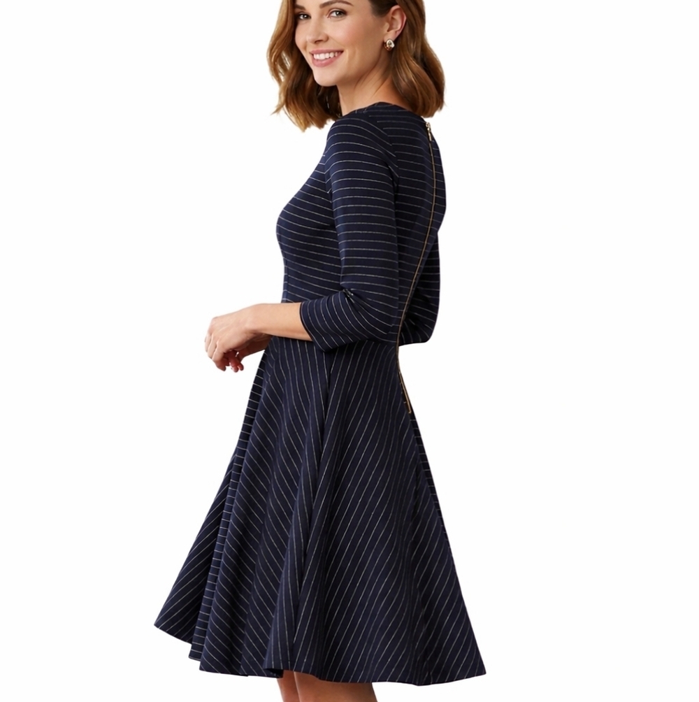Closet London Fit & Flate Striped Skater Retro Y2K Dress Sz 4 New